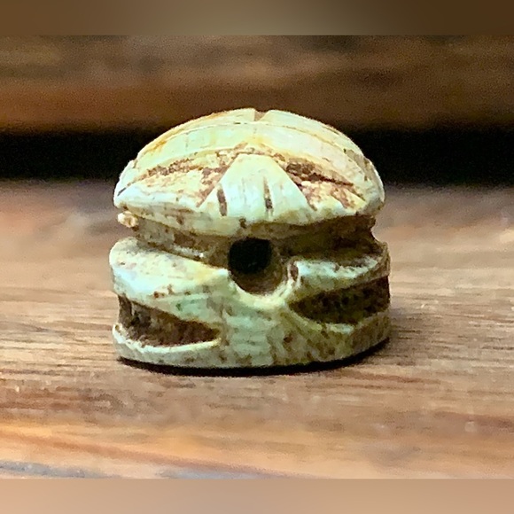 Vintage Hand Carved Egyptian Scarab Beetle Jewelry Bead - Picture 6 of 15